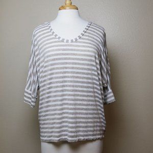 Splendid White and Beige Gold Stripe top